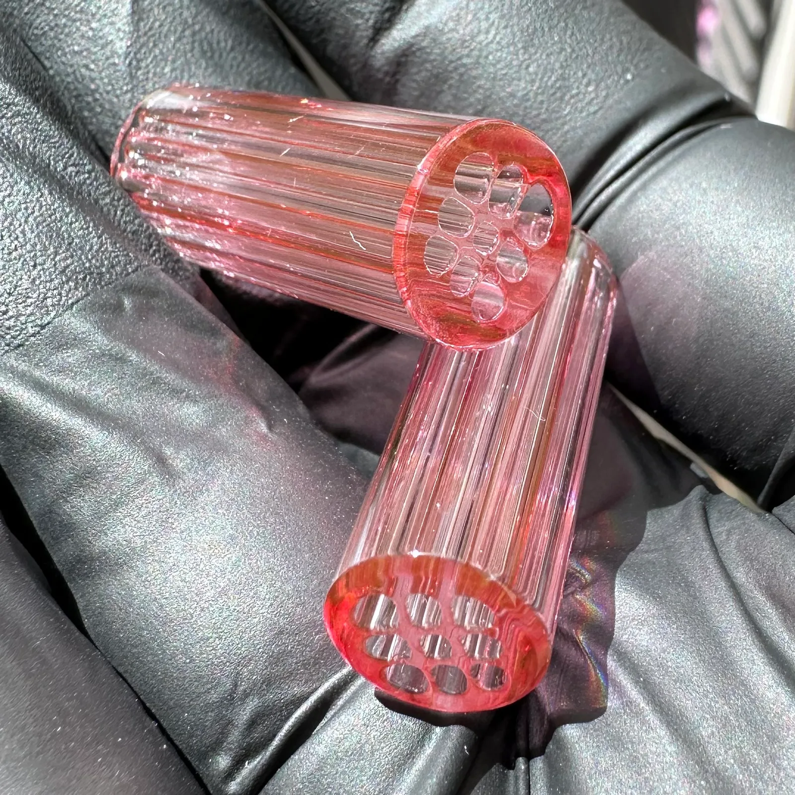 Secret Gold Square handmade borosilicate glass tips with ruby-gold color detail